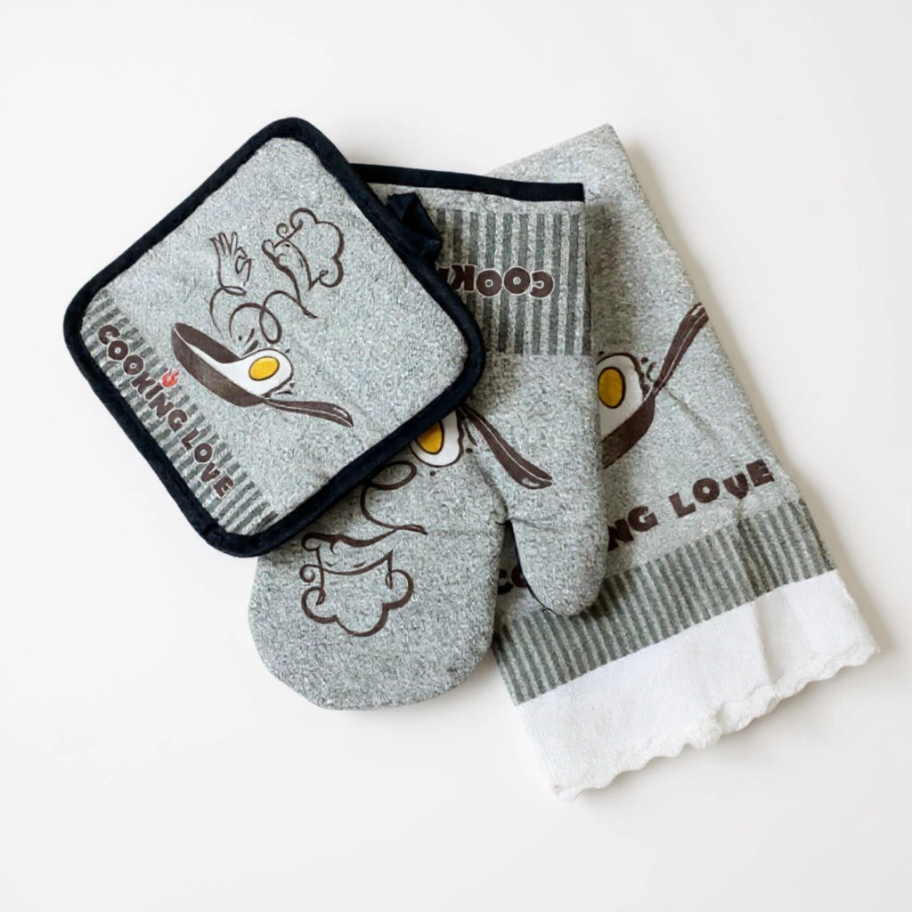 Set manoplas + apoya pava + repasador