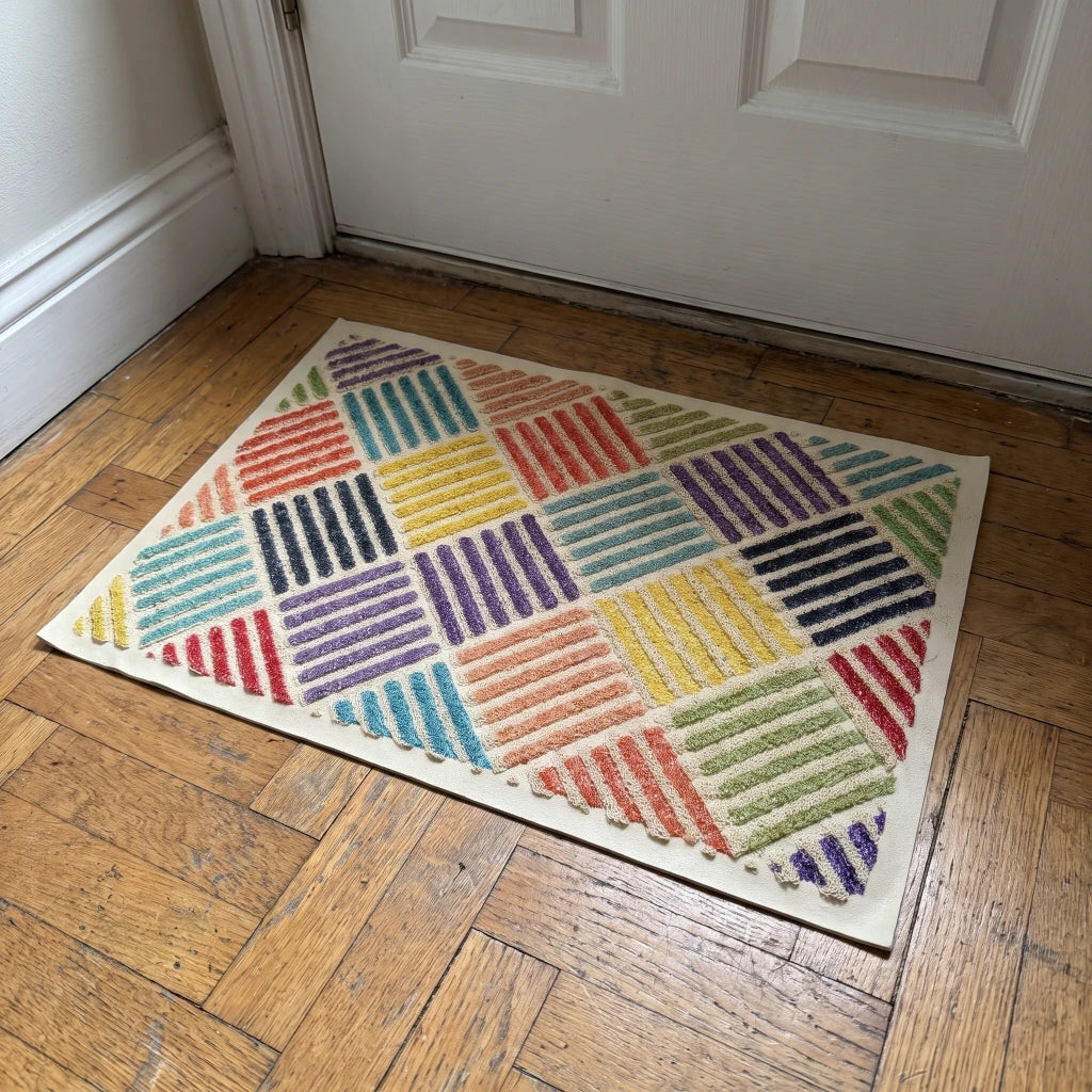 Alfombra felpudo líneas multicolor