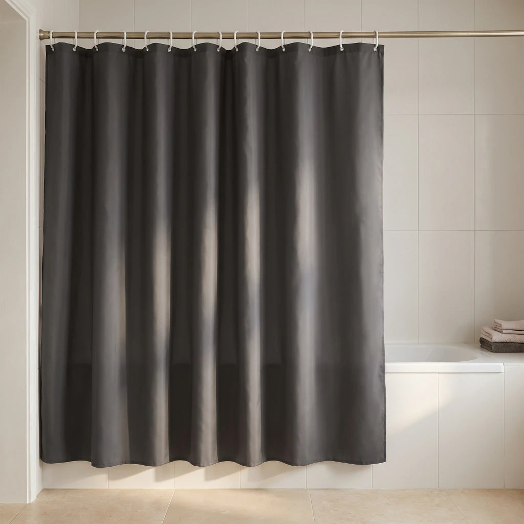 Cortina de baño teflon lisa con 12 ganchos