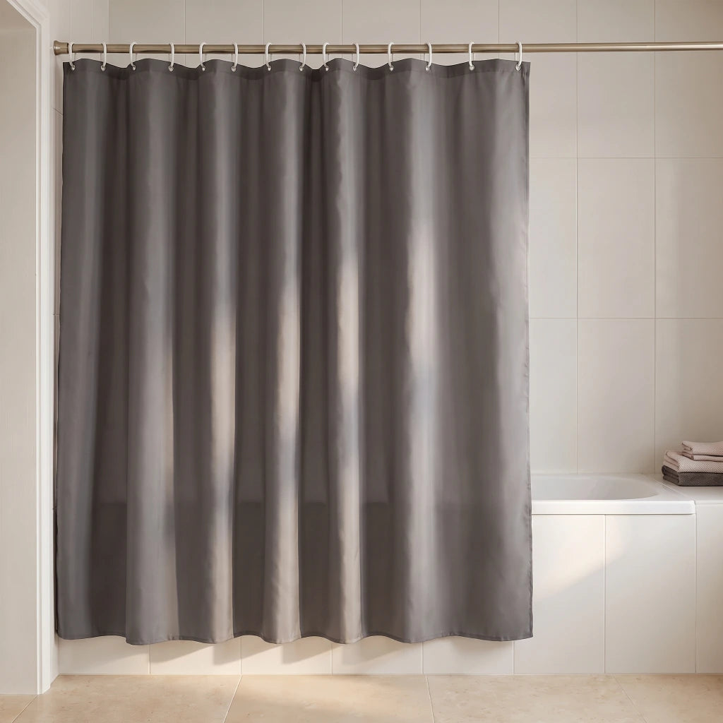 Cortina de baño teflon lisa con 12 ganchos