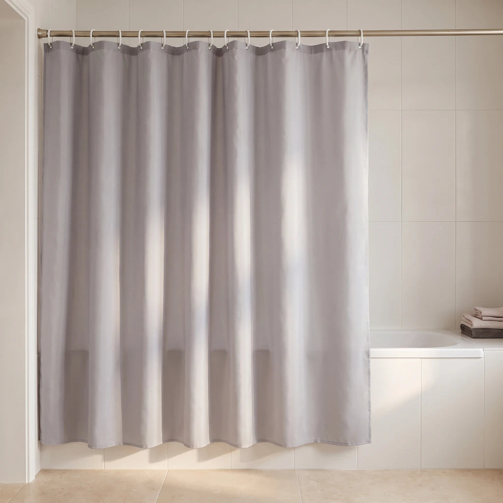 Cortina de baño teflon lisa con 12 ganchos