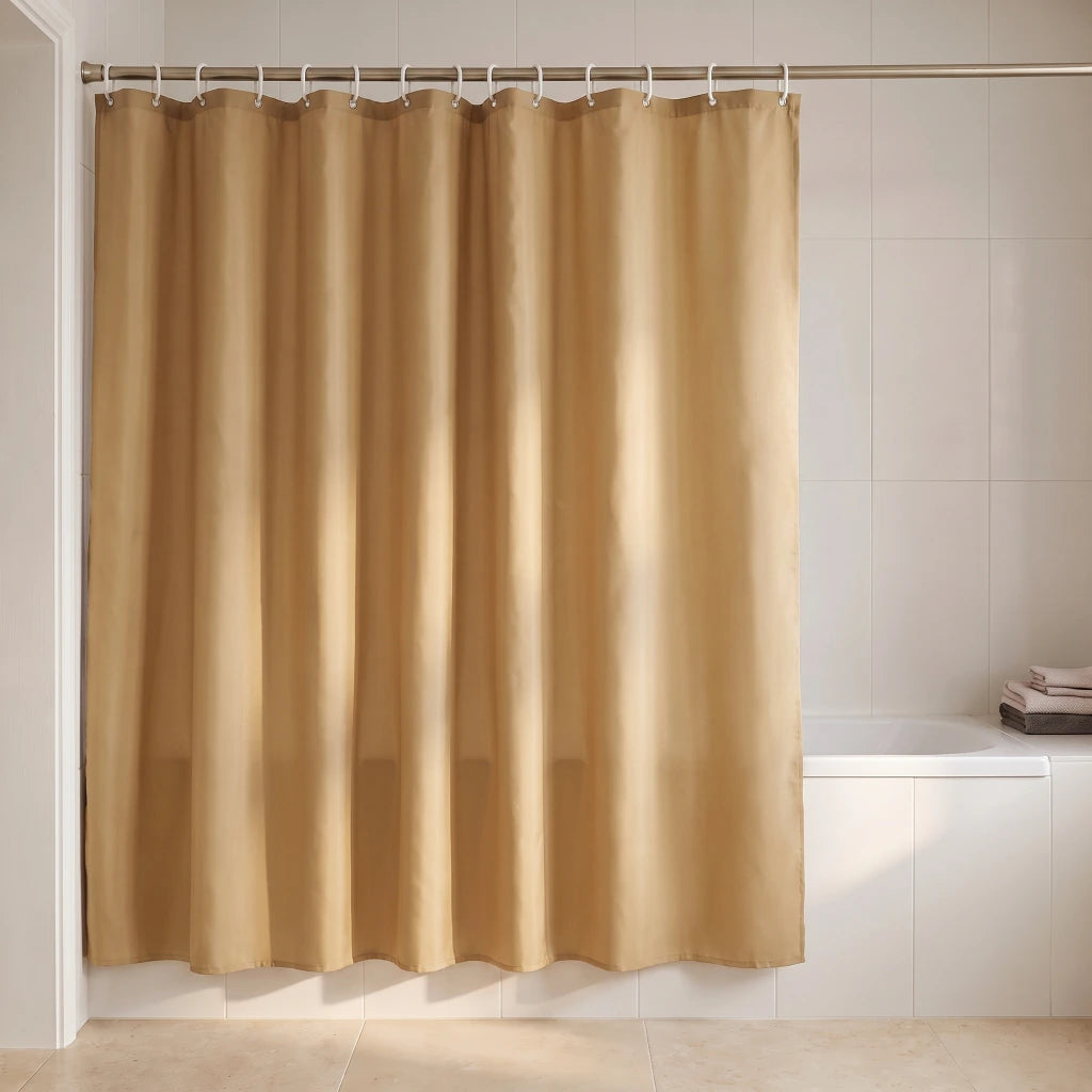 Cortina de baño teflon lisa con 12 ganchos