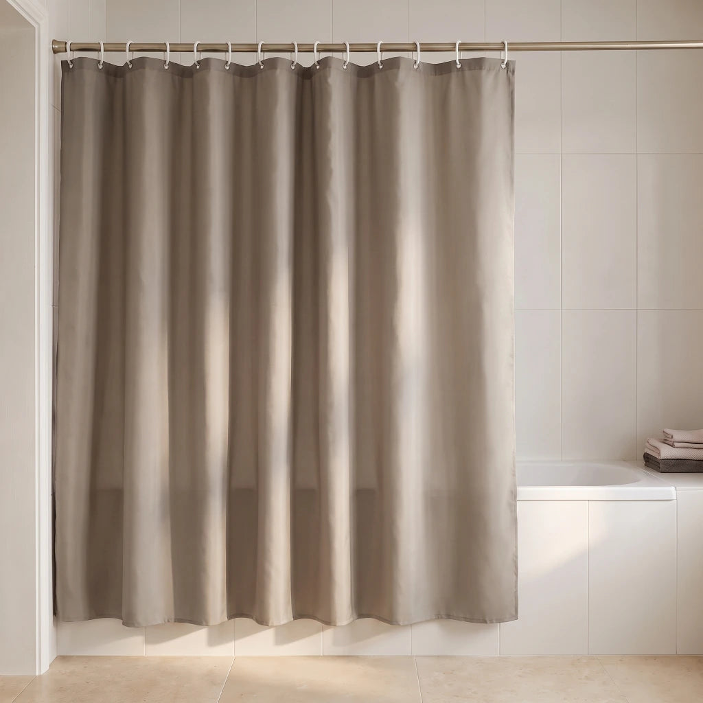 Cortina de baño teflon lisa con 12 ganchos