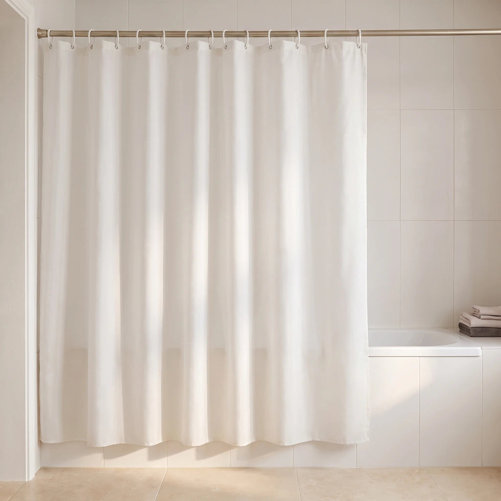 Cortina de baño teflon lisa con 12 ganchos