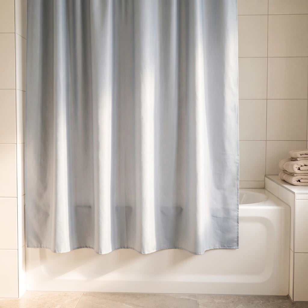 Cortina de baño peva con protector y 12 ganchos