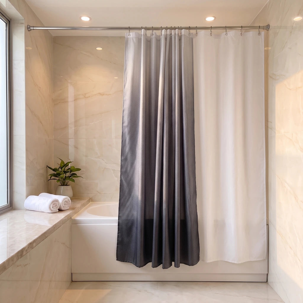 Cortina de baño en degradé con protector