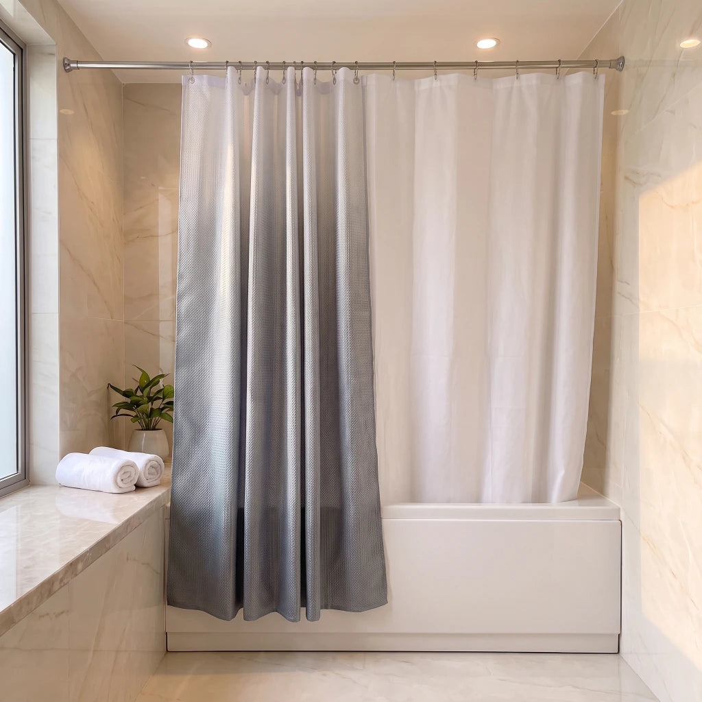 Cortina de baño en degradé con protector