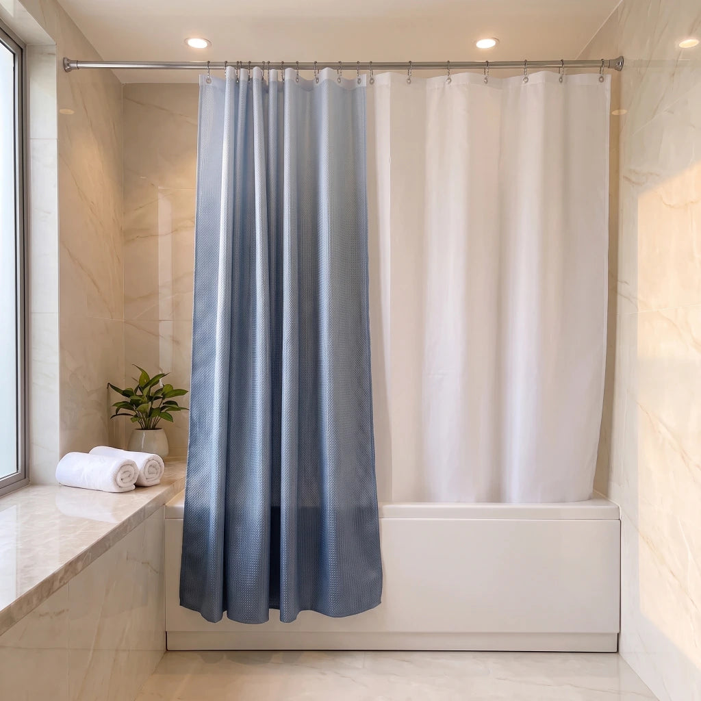 Cortina de baño en degradé con protector