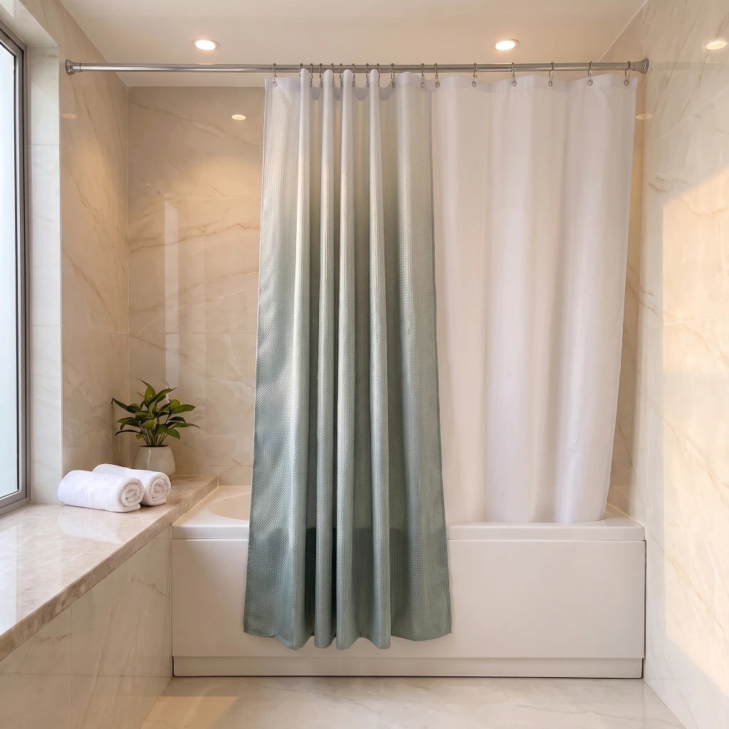 Cortina de baño en degradé con protector