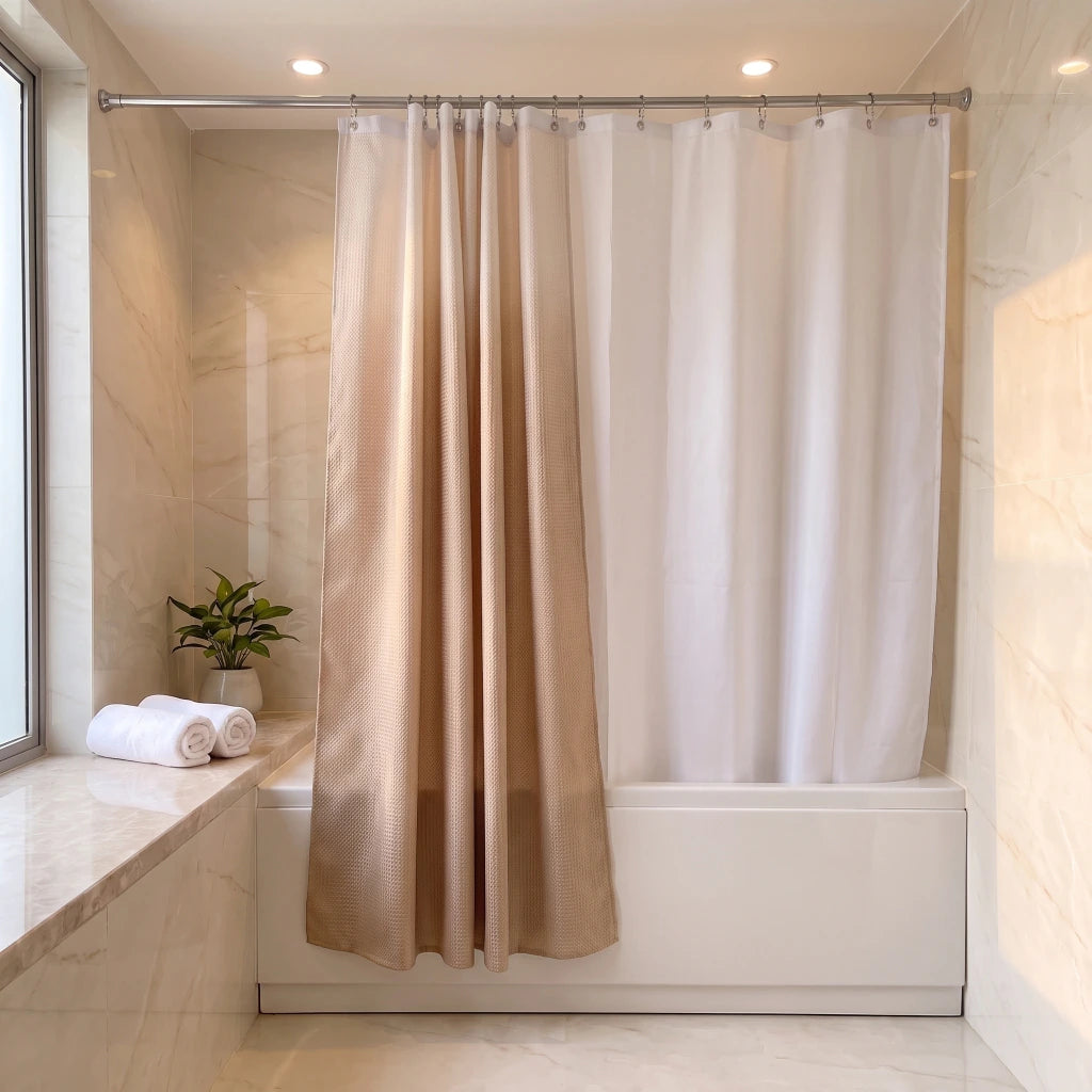 Cortina de baño en degradé con protector