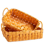 Set x 2 bandejas rattan con manijas beige