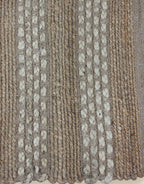 Alfombra yute y franjas algodón blanco