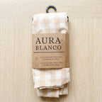Set cuadrillé camino de mesa + servilletas AURA BLANCO