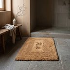 Alfombra baño rectángulo pelo corto beige
