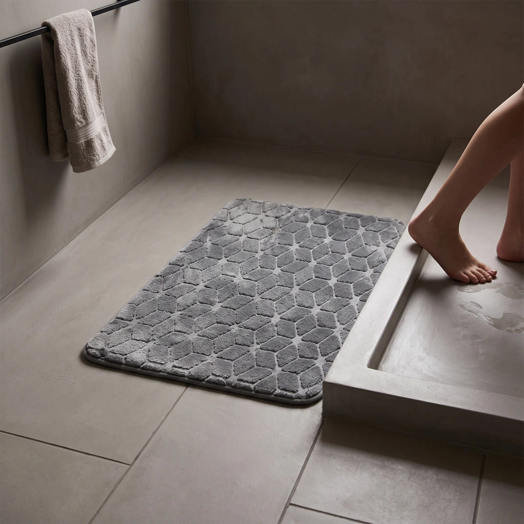 Alfombra de baño cubo 3d gris