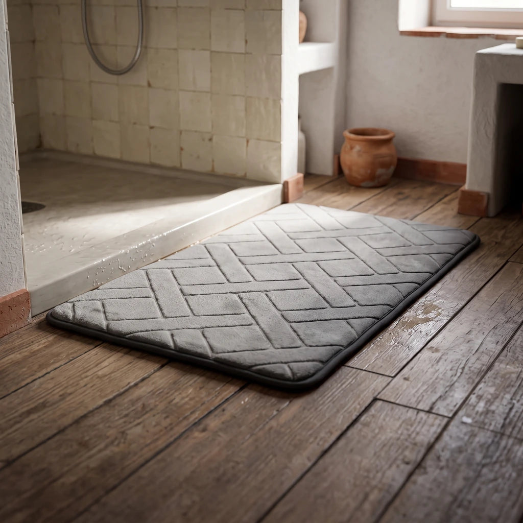 Alfombra de baño diagonales gris