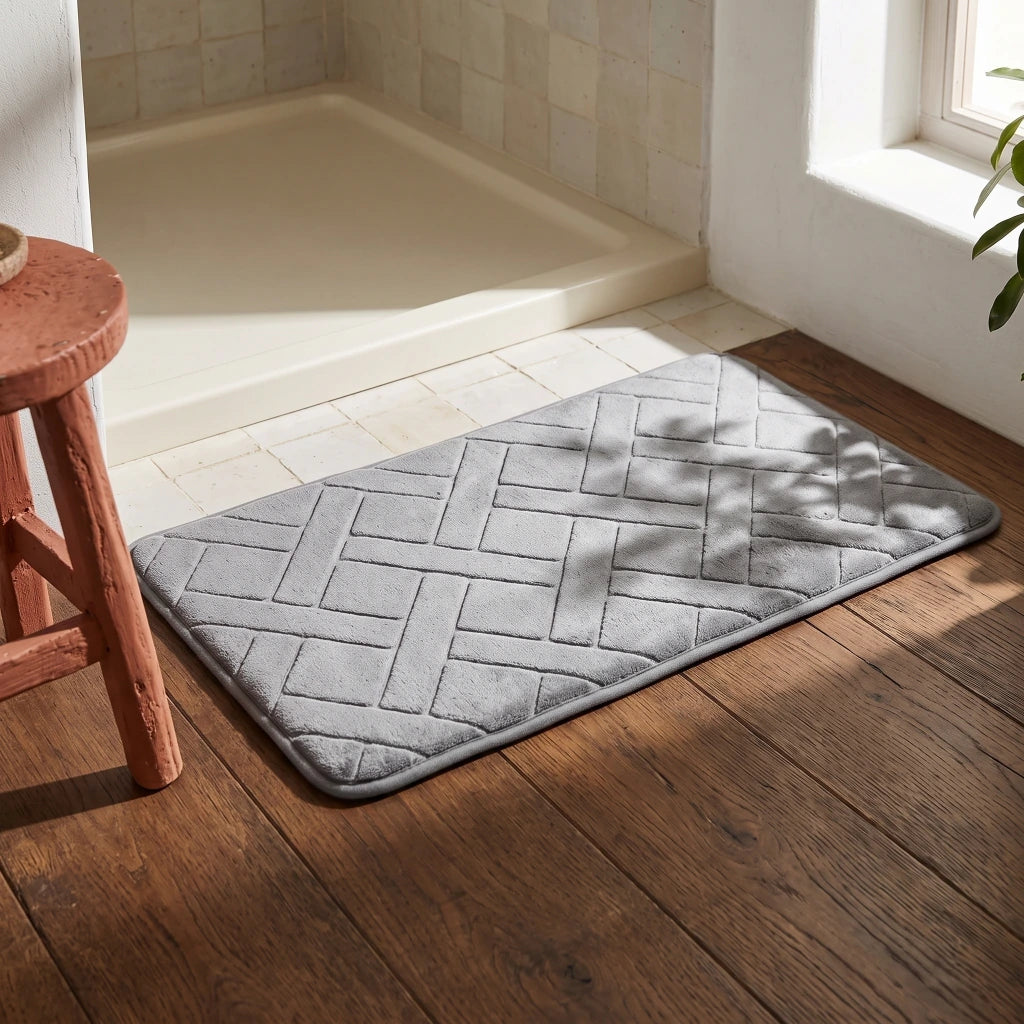 Alfombra de baño diagonales gris