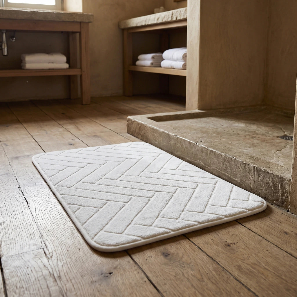 Alfombra de baño zigzag natural