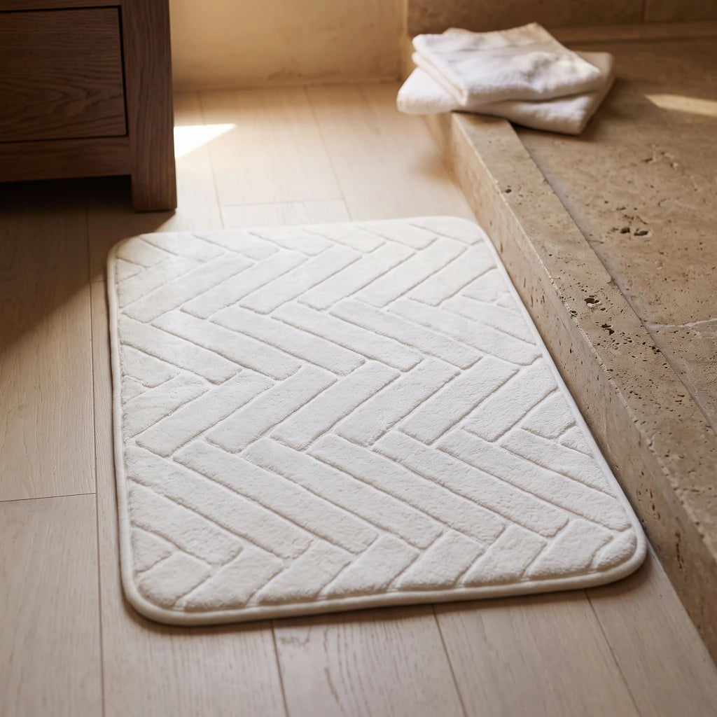 Alfombra de baño zigzag natural