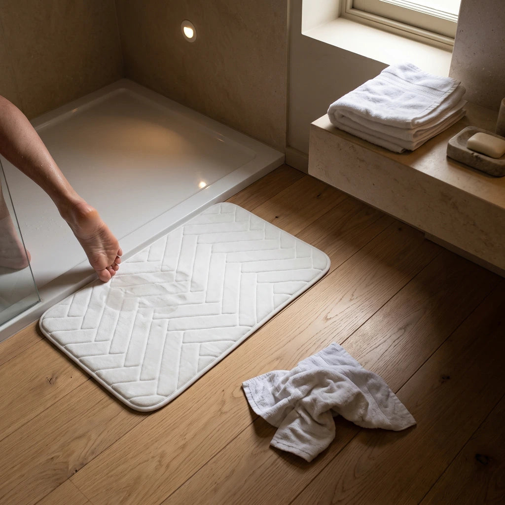 Alfombra de baño zigzag natural