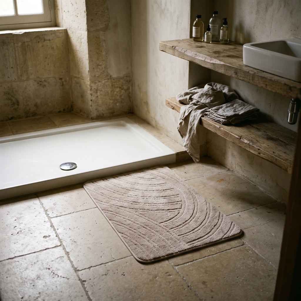 Alfombra de baño ondas natural