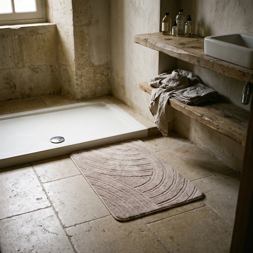 Alfombra de baño ondas natural