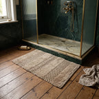 Alfombra baño tablones pelo largo beige