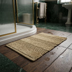Alfombra baño tablones pelo largo beige
