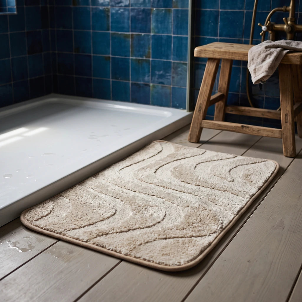 Alfombra baño ondas con relieve