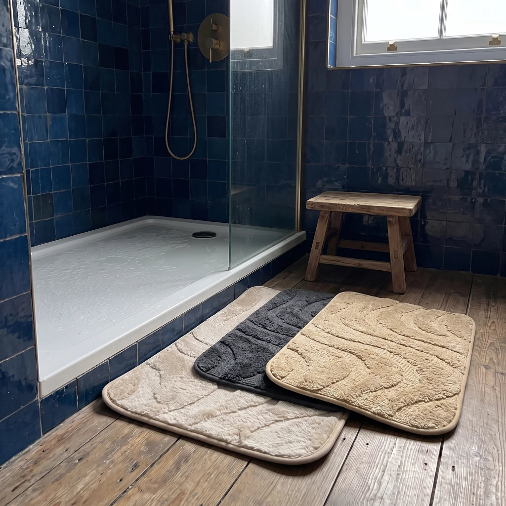 Alfombra baño ondas con relieve