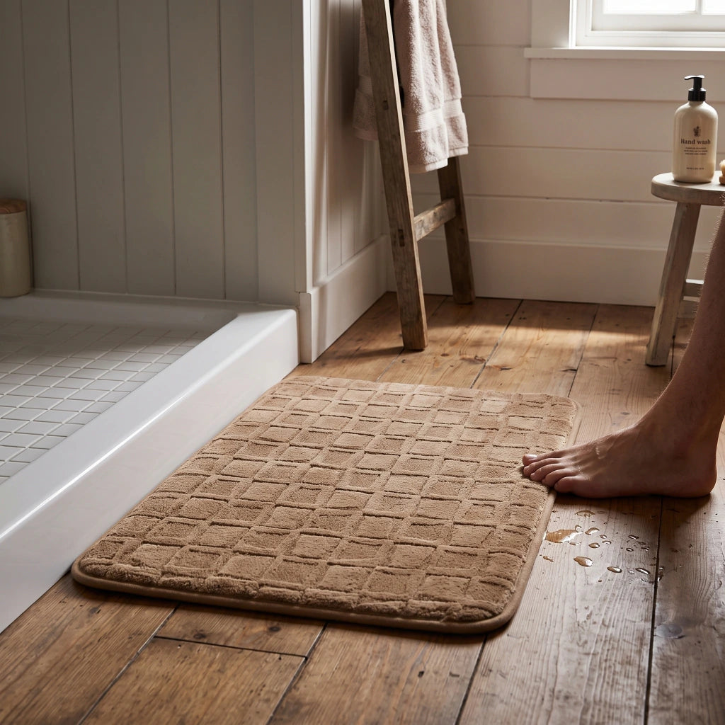Alfombra baño cuadrados con relieve