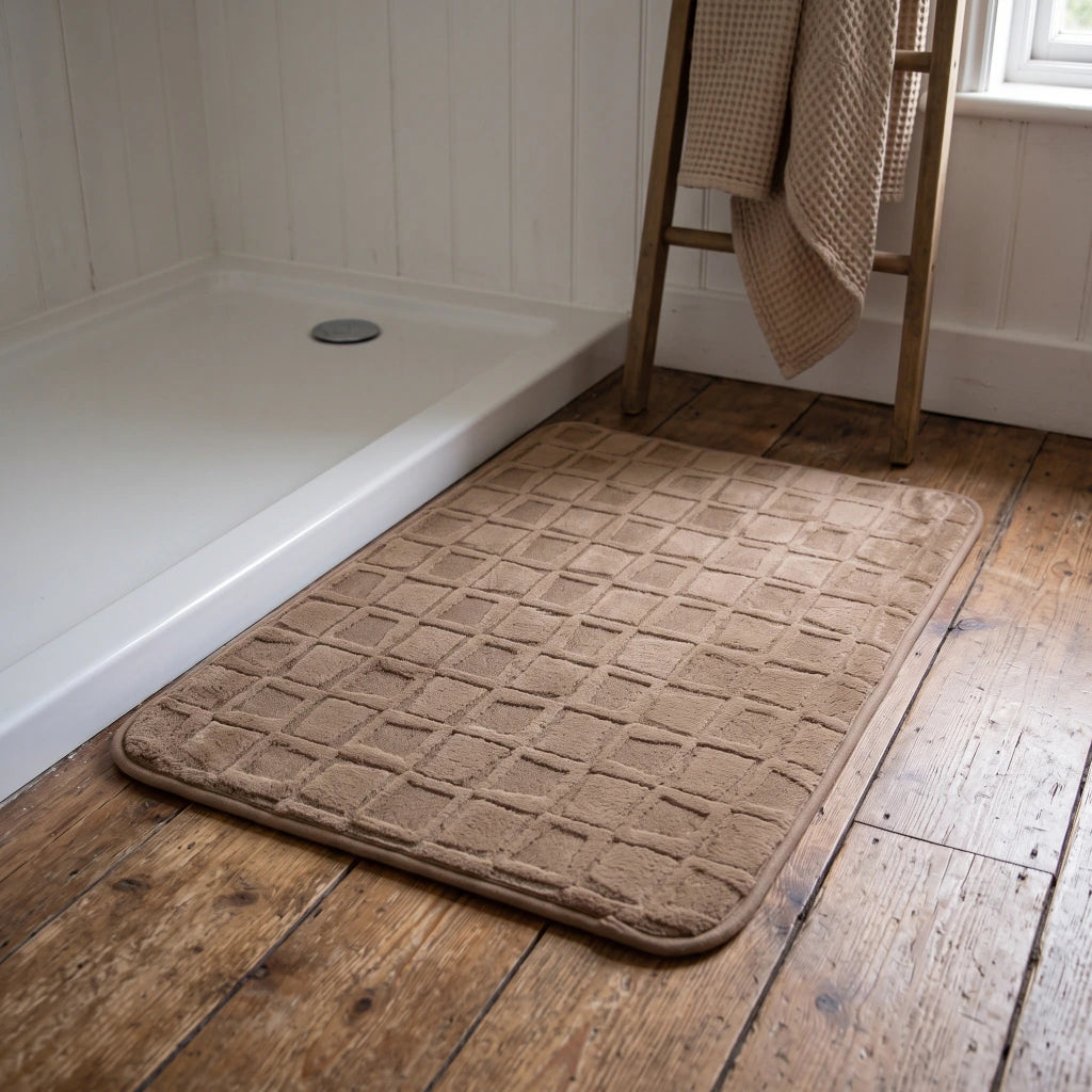 Alfombra baño cuadrados con relieve