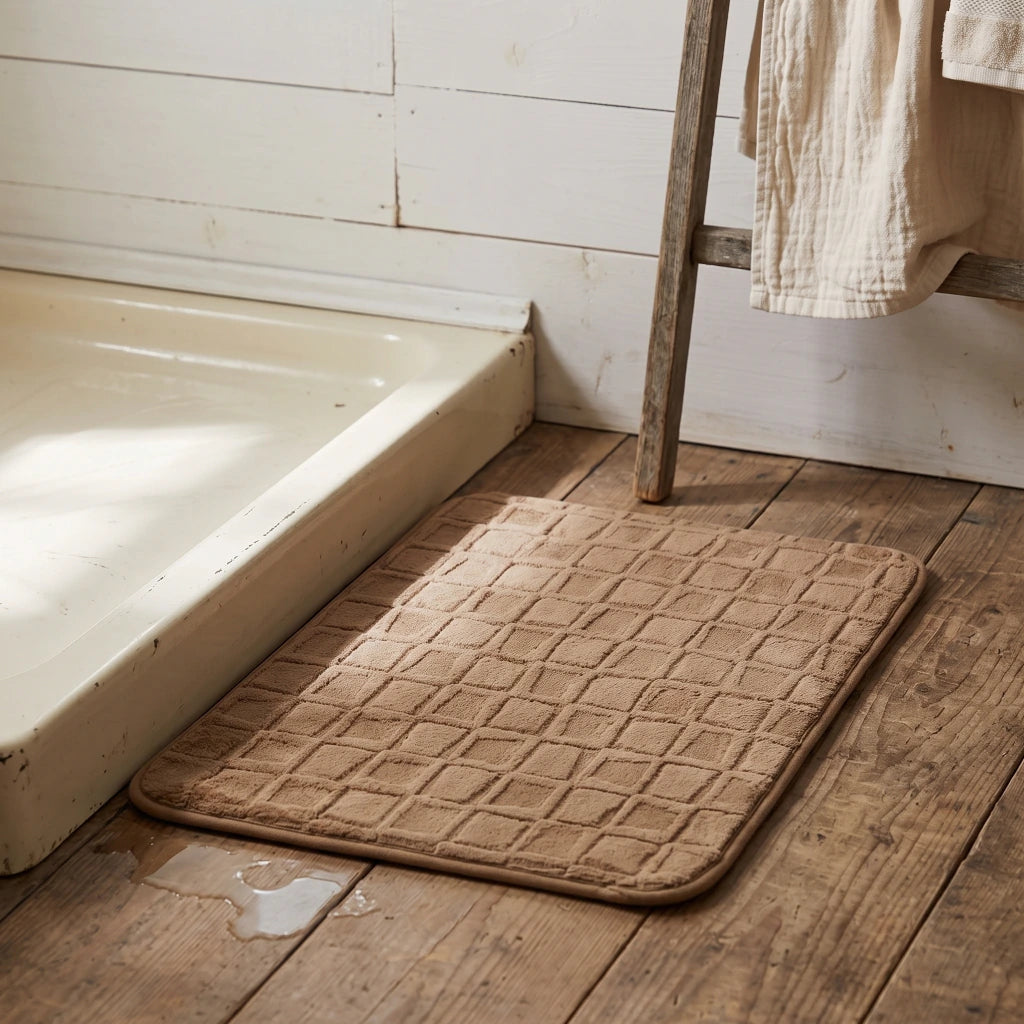 Alfombra baño cuadrados con relieve