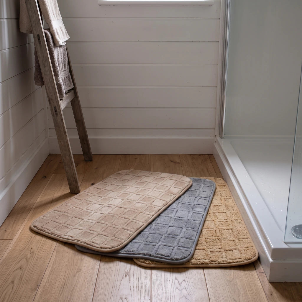 Alfombra baño cuadrados con relieve