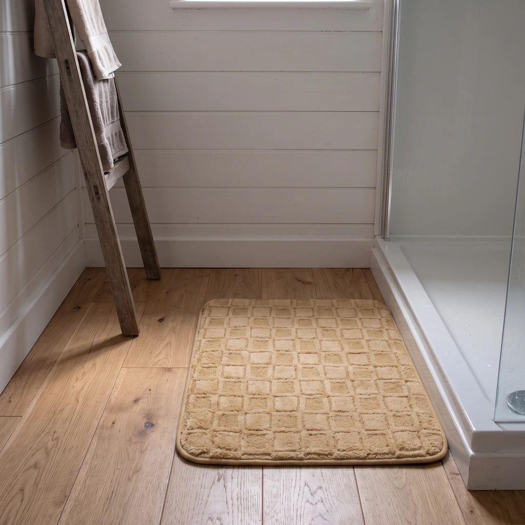 Alfombra baño cuadrados con relieve