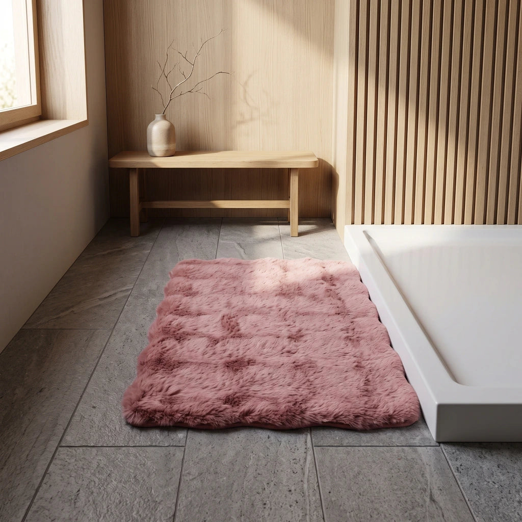 Alfombra baño peluchito con relieve blanco