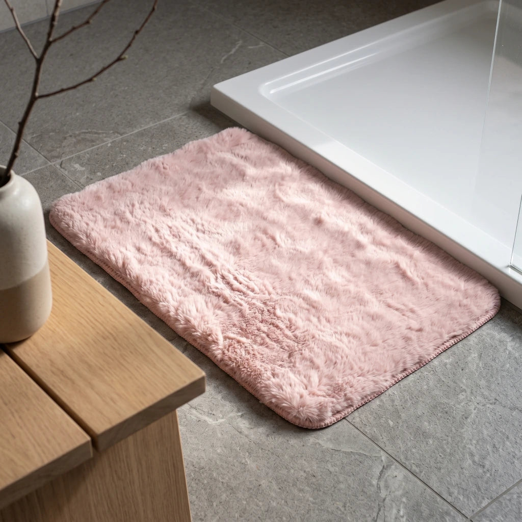 Alfombra baño peluchito con relieve blanco