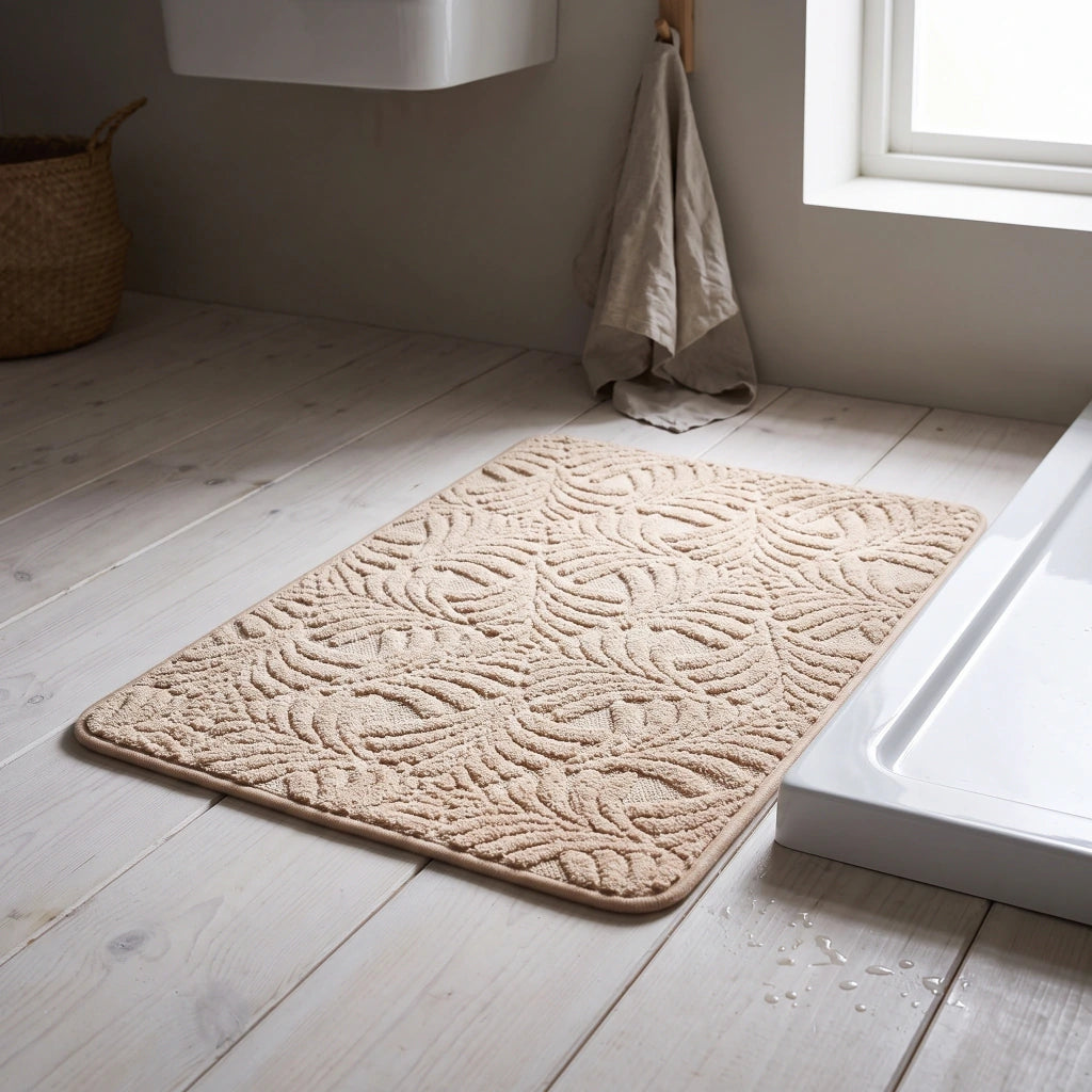 Alfombra de baño plumas con relieve