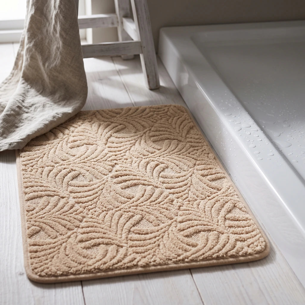 Alfombra de baño plumas con relieve