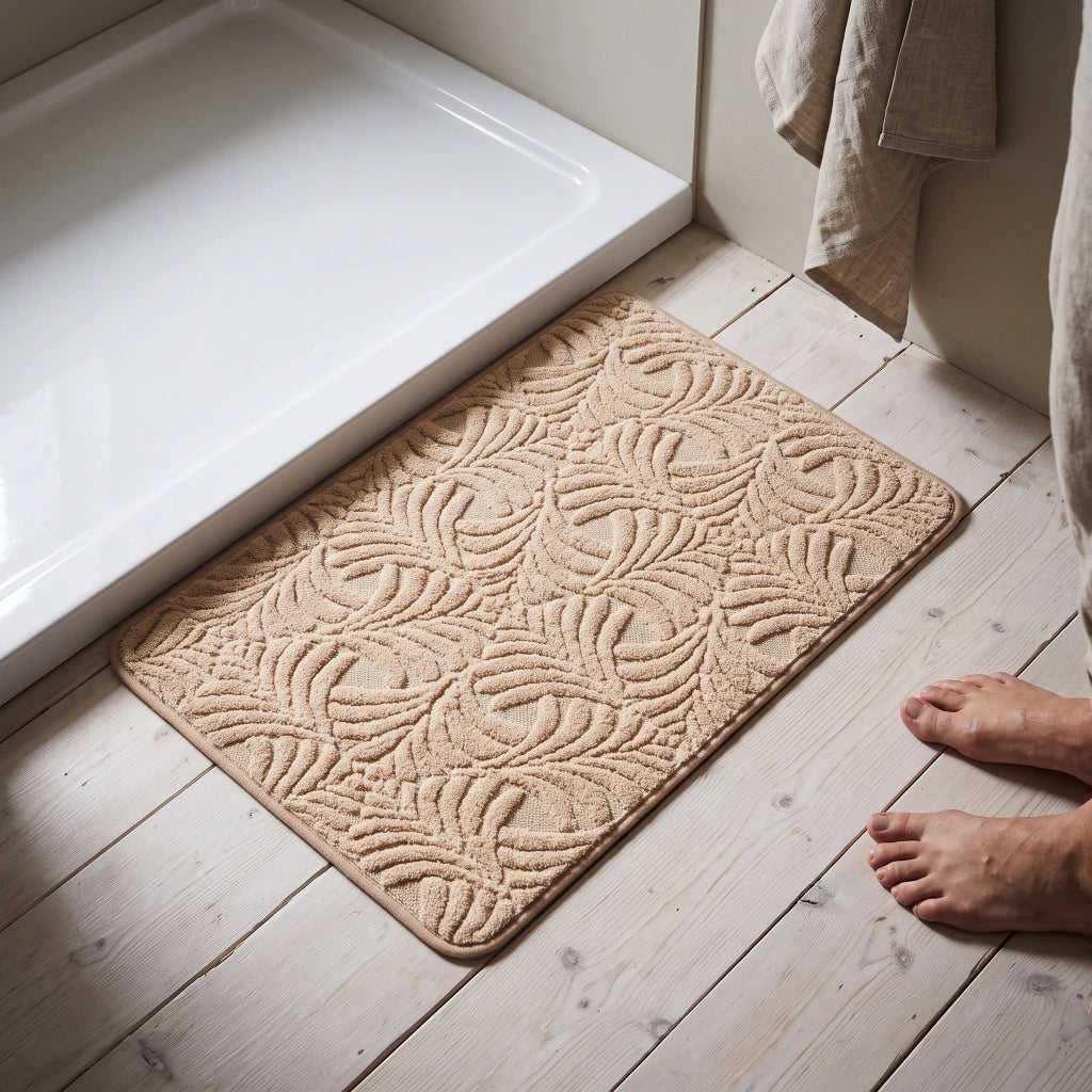 Alfombra de baño plumas con relieve
