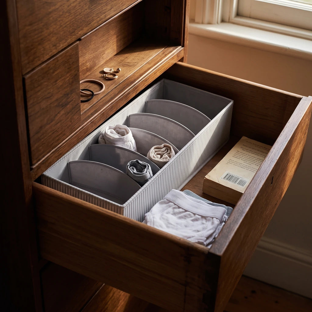 Organizador rayado gris