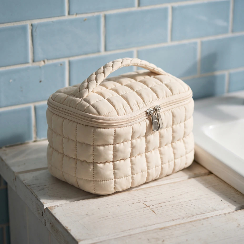 Neceser con asa estilo puffer