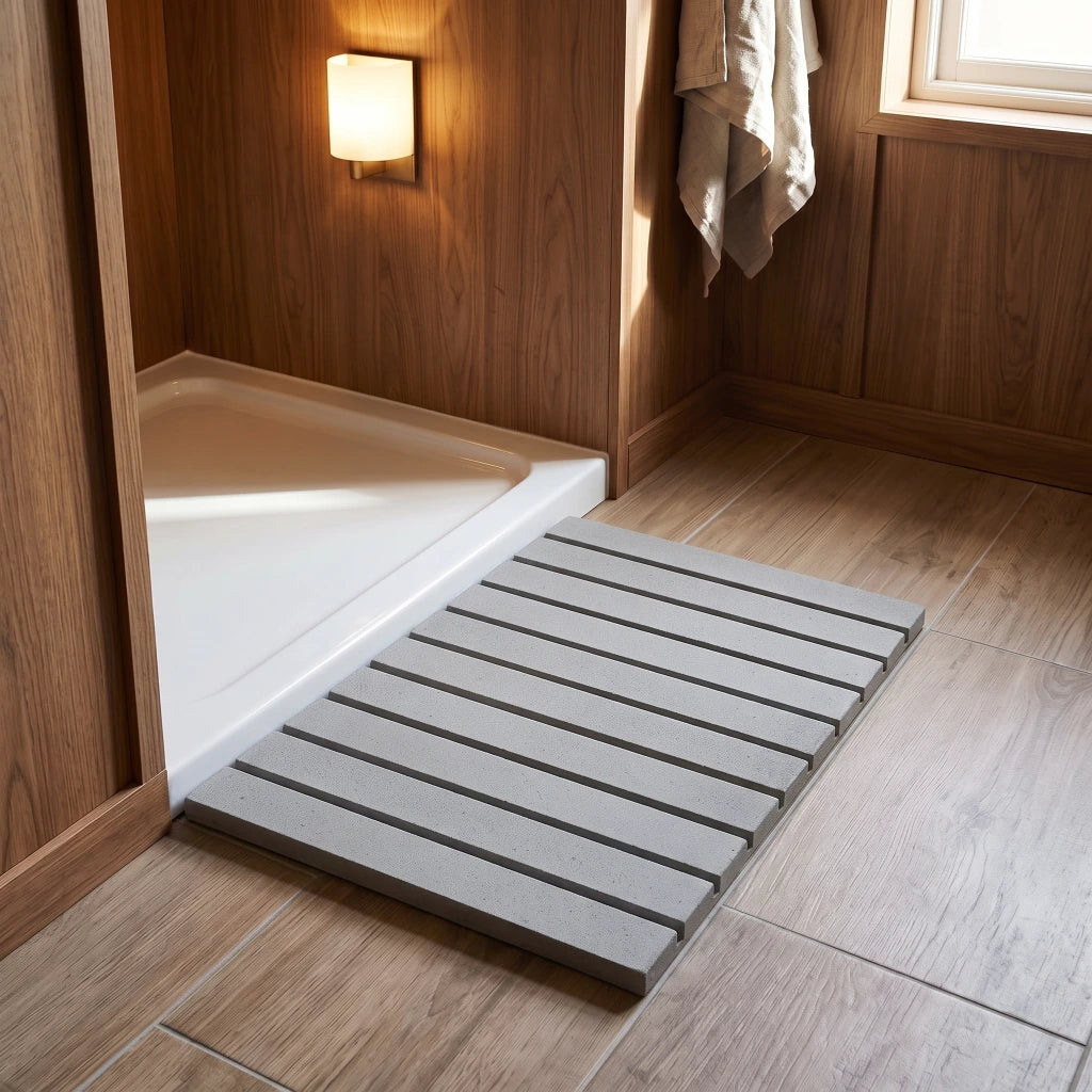 Alfombra de baño barro de diatomea plegable gris