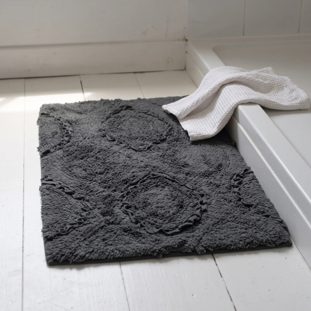 Alfombra baño lisa trama rombo