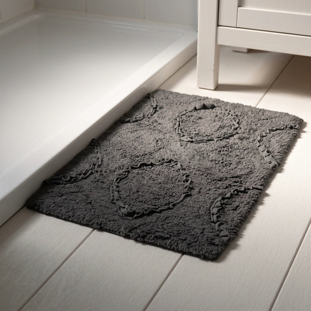 Alfombra baño lisa trama rombo