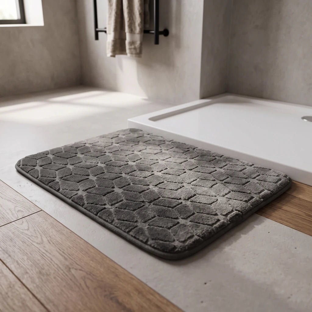 Alfombra de baño cubo 3d gris