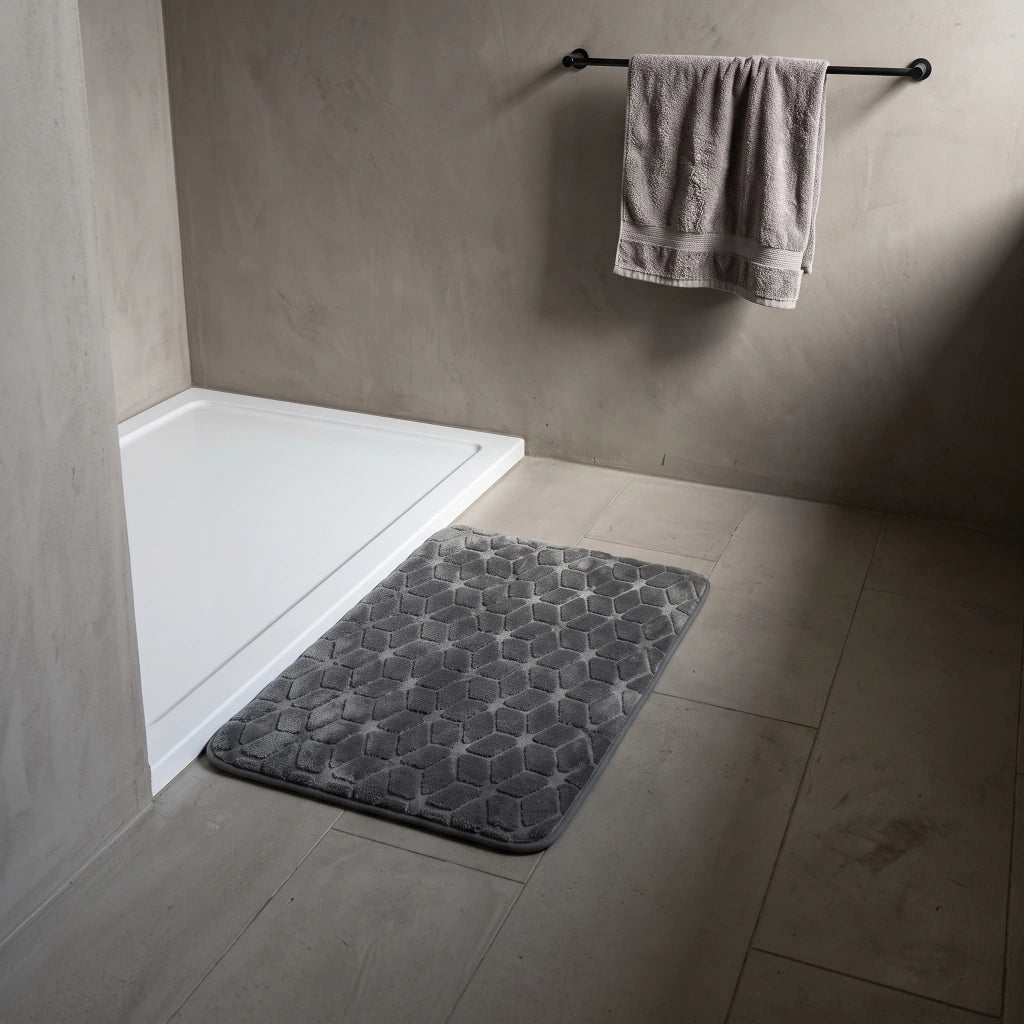 Alfombra de baño cubo 3d gris