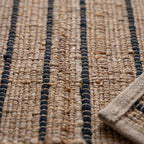 Alfombra yute y algodón lineas negro