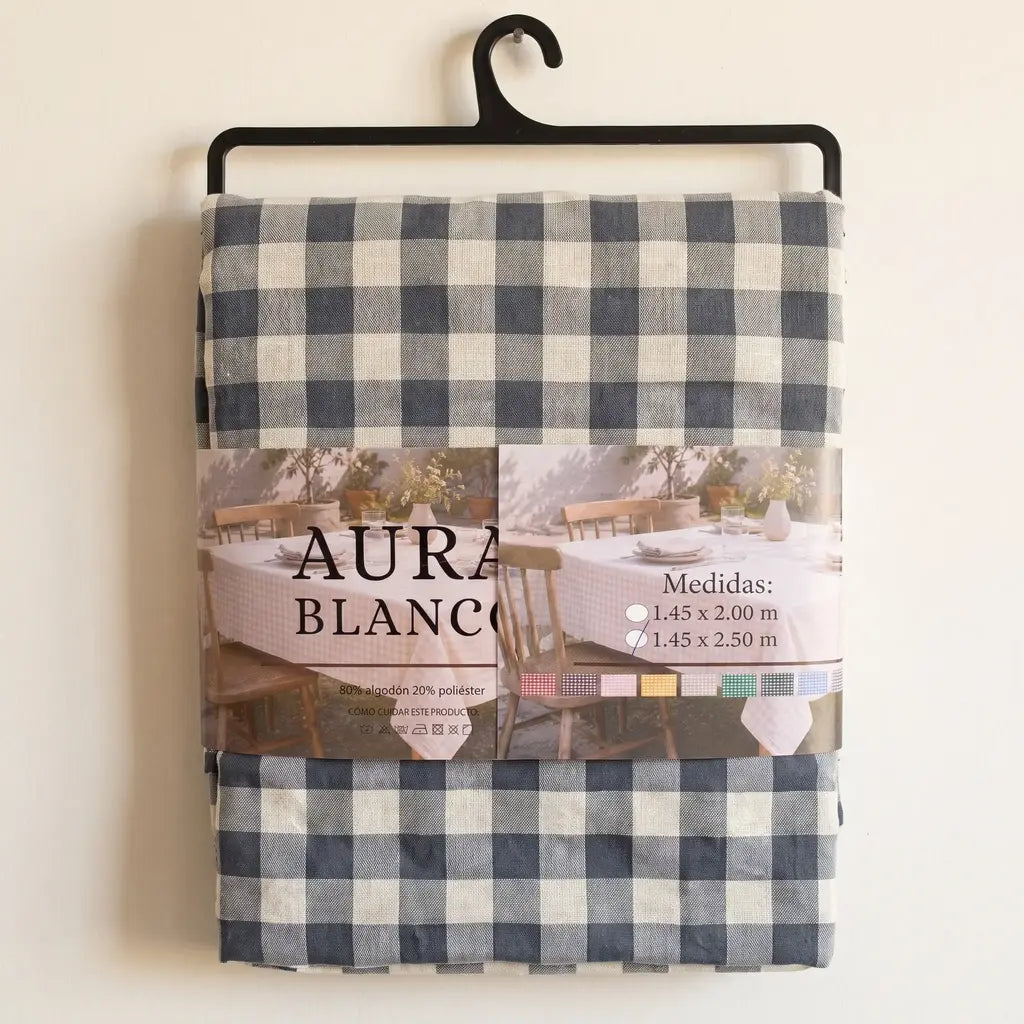 Mantel cuadrillé AURA BLANCO