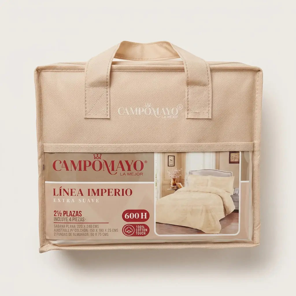 Juego de sábanas liso 600 hilos en bolsa CAMPOMAYO